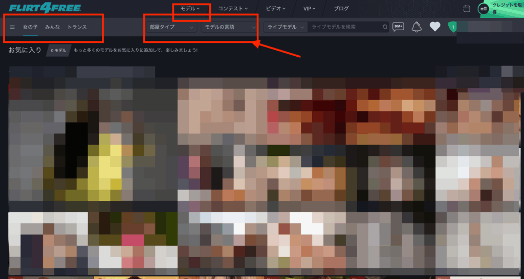 Flirt4Freeユーザー画面