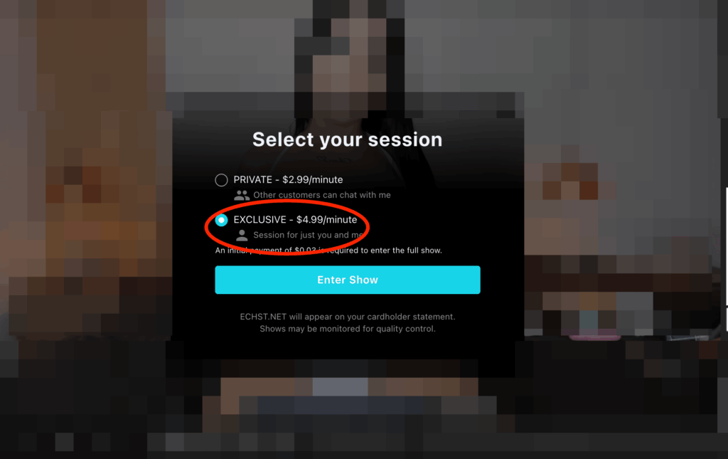 エクスルーシブチャット選択画面