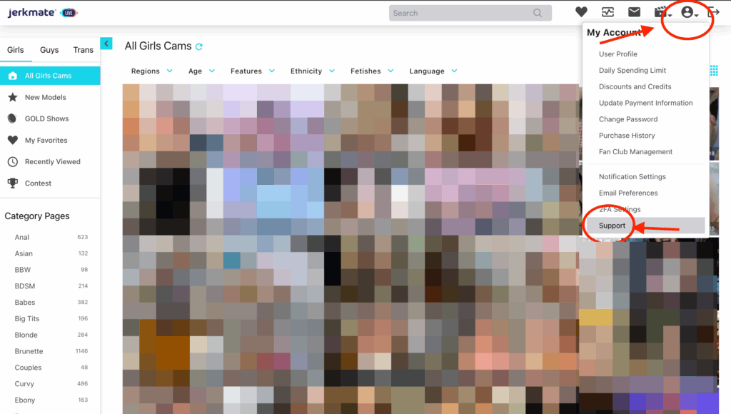 Jerkmateユーザー画面