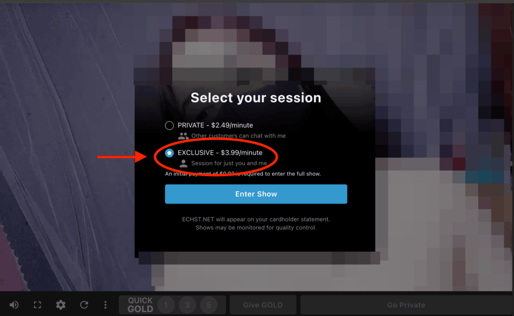 エクスルーシブチャット選択