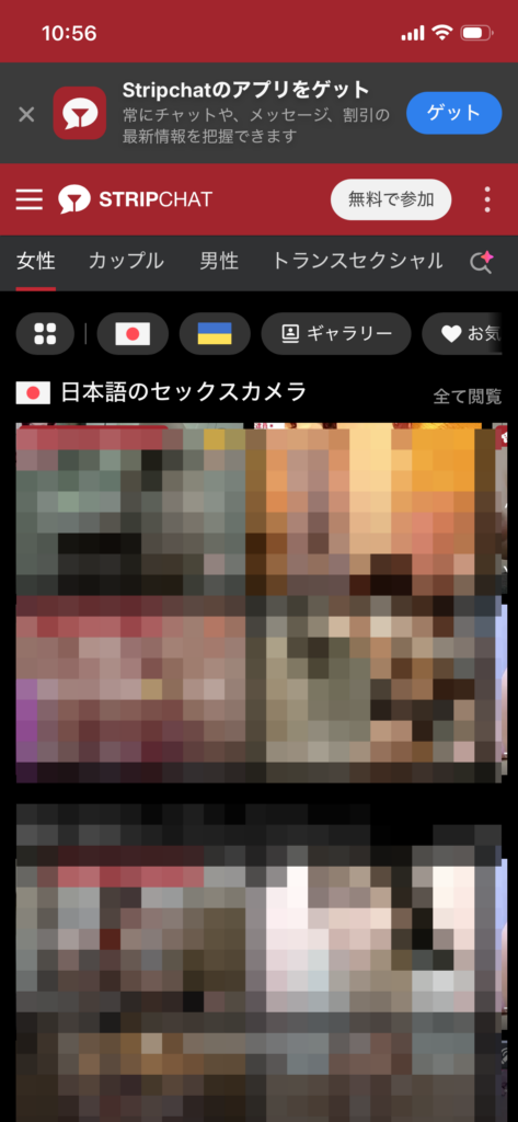 Stripchatのユーザー画面