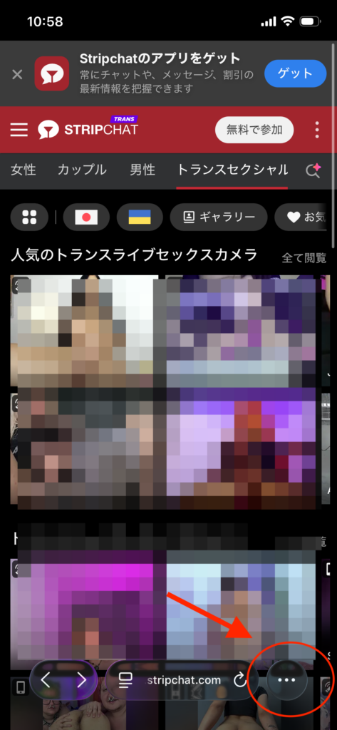 Stripchatのユーザー画面