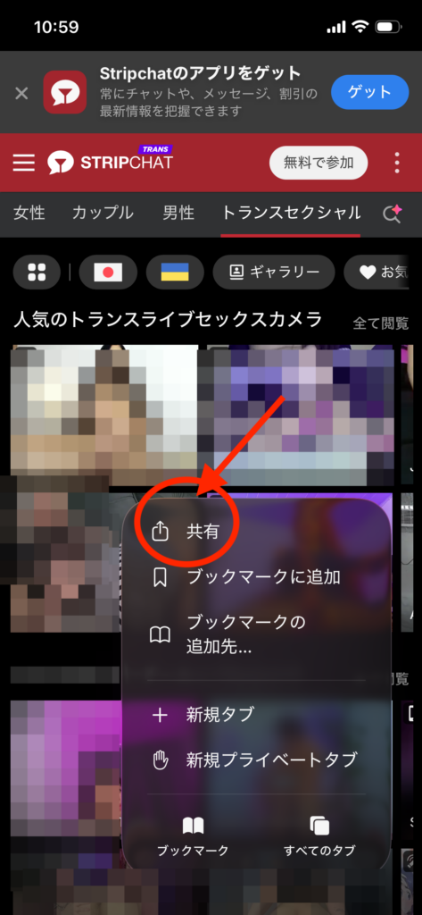 Stripchatのユーザー画面